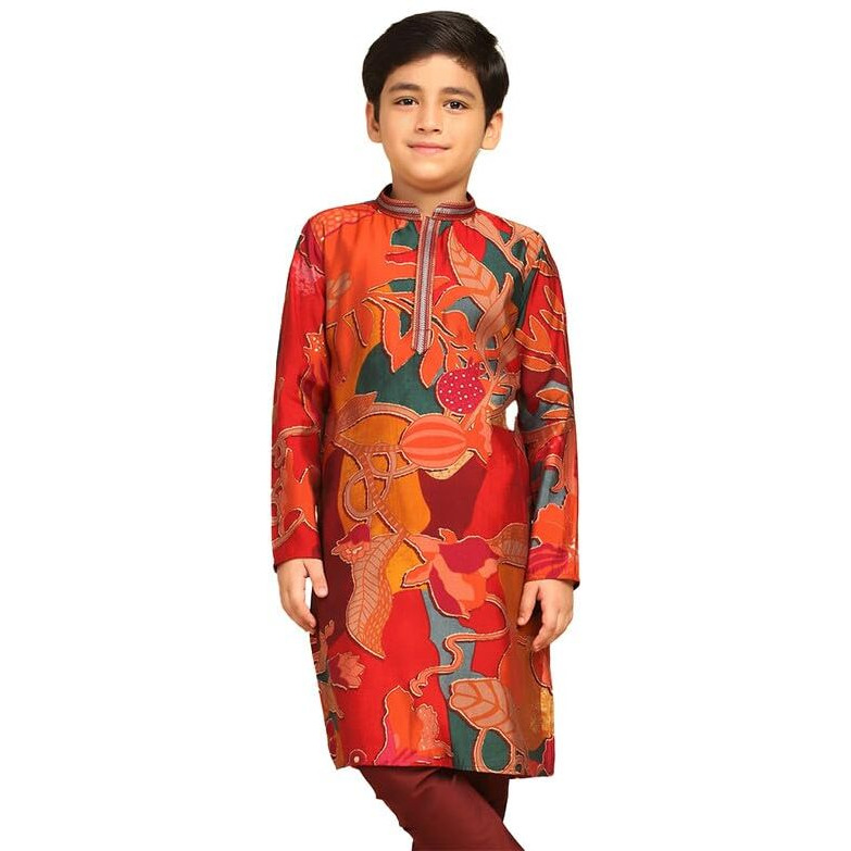 Kisah Boys Kurta | Cotton Blend Printed Ethnic Wear For Kids Wedding And Occasions-Kk-1026-5-6 Years Multicolour