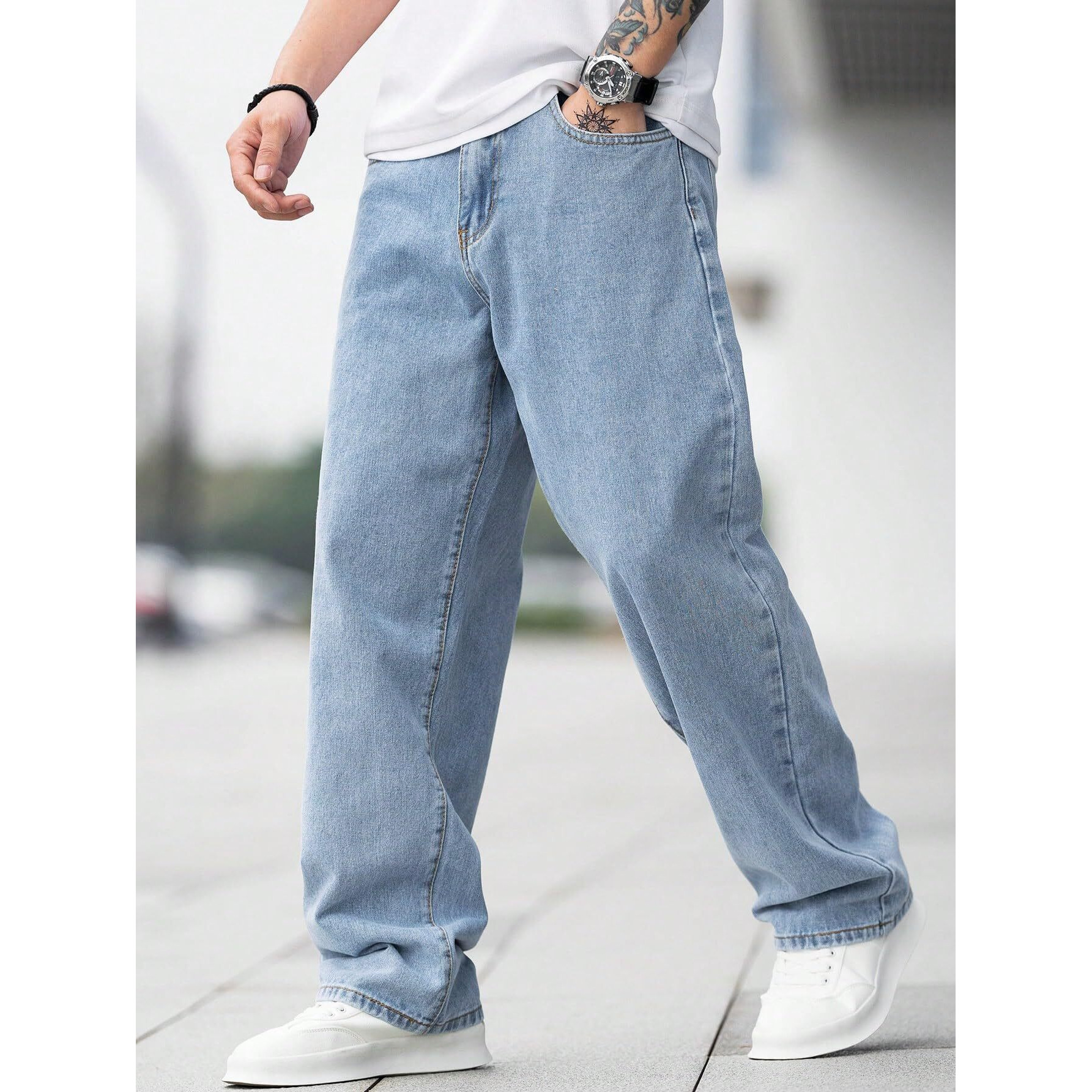 Kotty Men's Solid Regular Fit Mid Distressed Fashionable Trendy Denim Jeans(Blue,32)