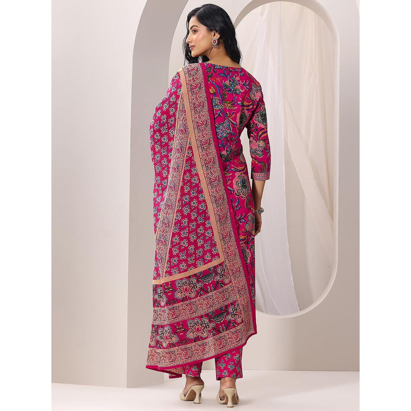 Libas Women's Cotton Kurta Set (99055Orxl_Pink_Xl)