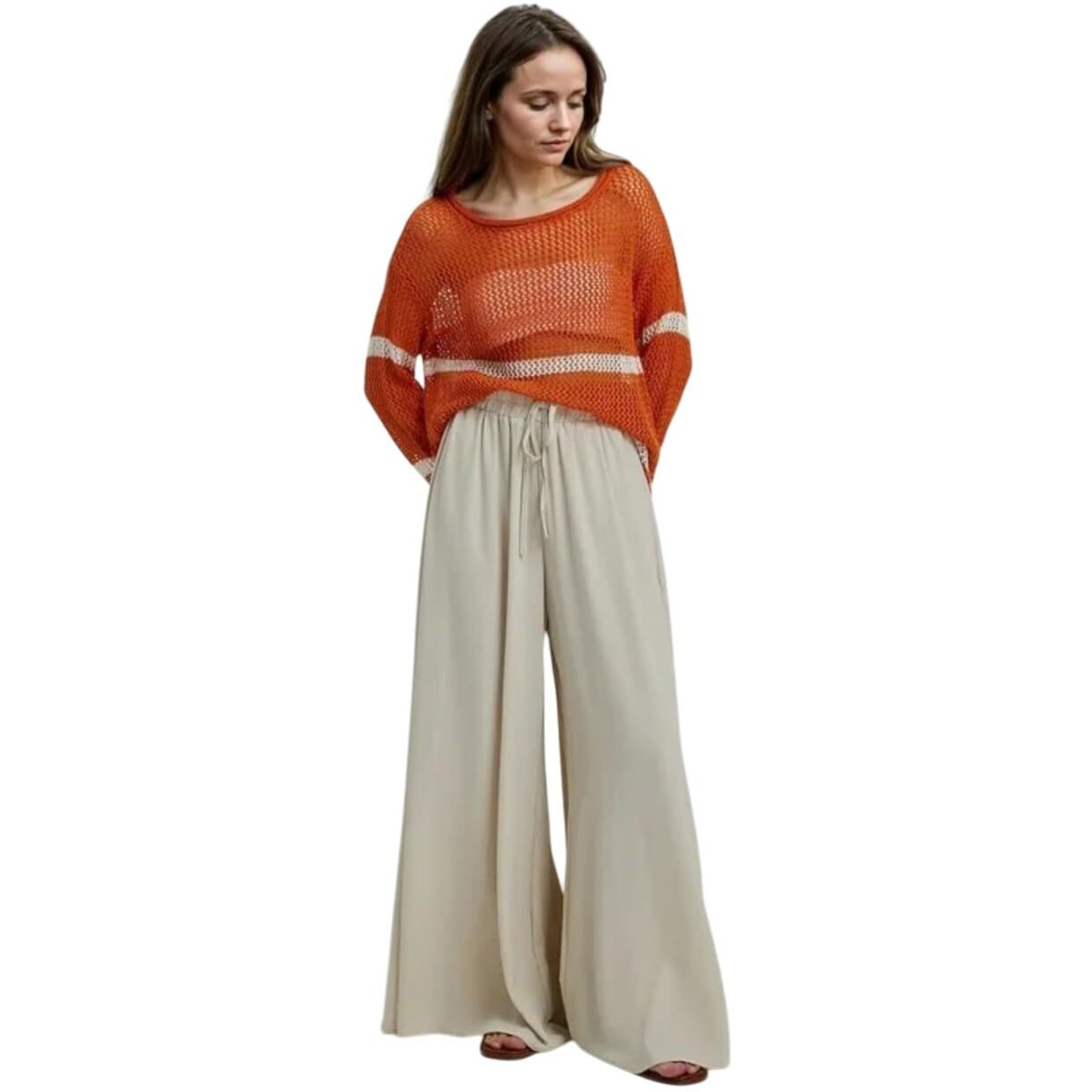 Kotty Women's Solid Lightweight Greige Pants(Beige,S)-Kttwomenspant677S