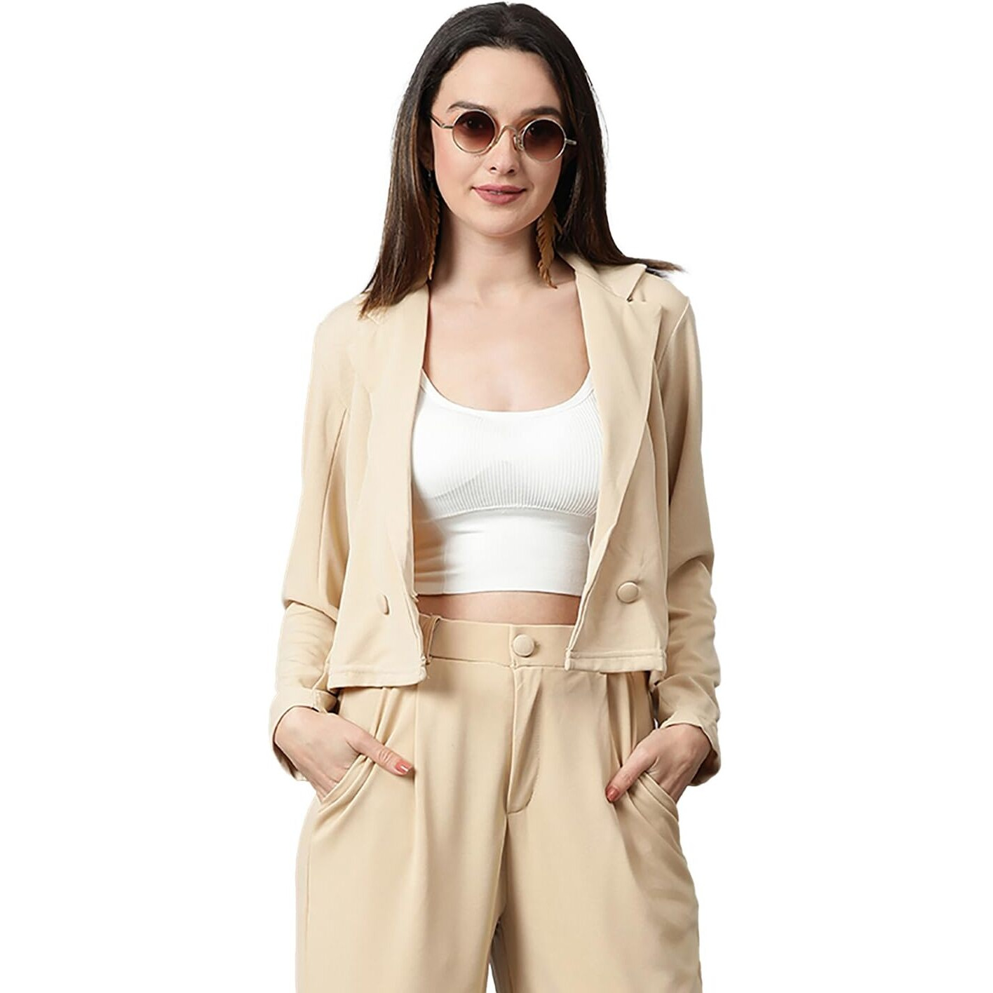 Kotty Women's Solid Single Breasted Casual Blazer