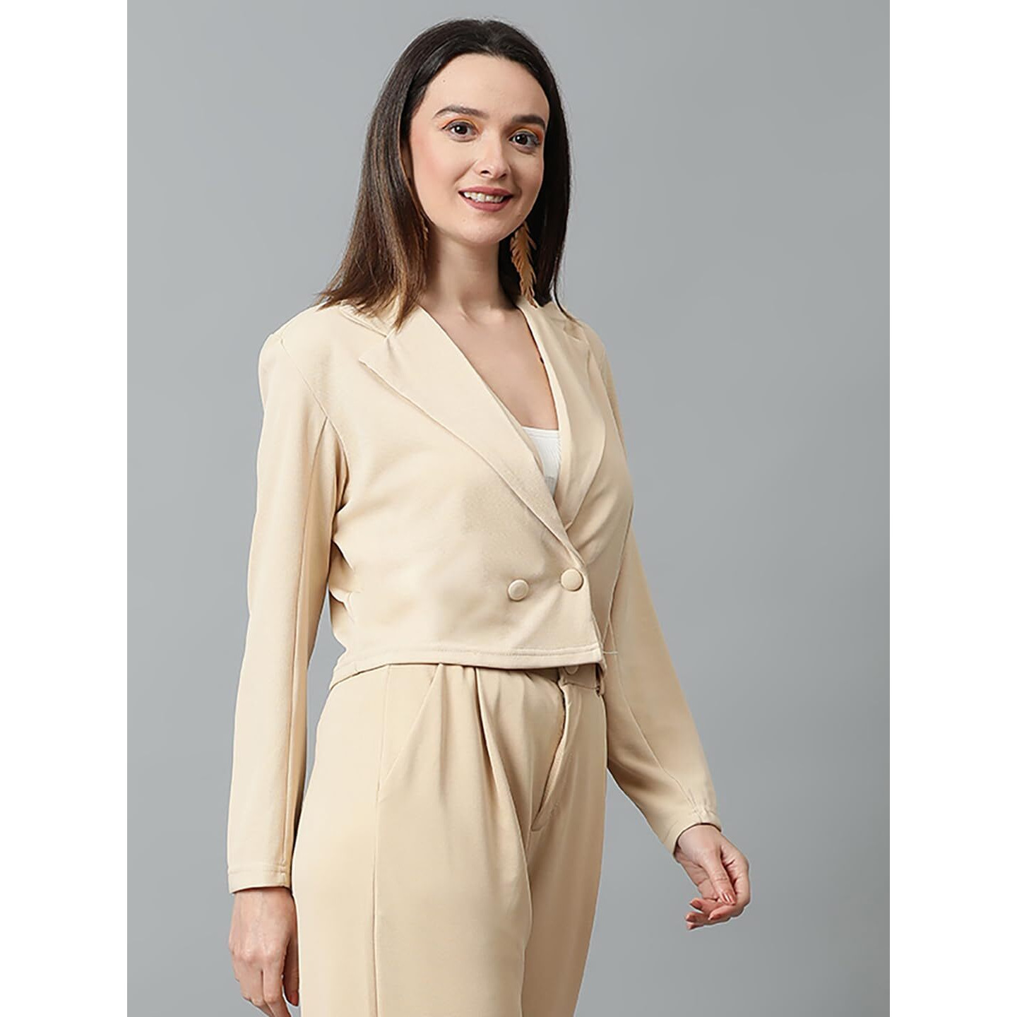 Kotty Women's Solid Single Breasted Casual Blazer