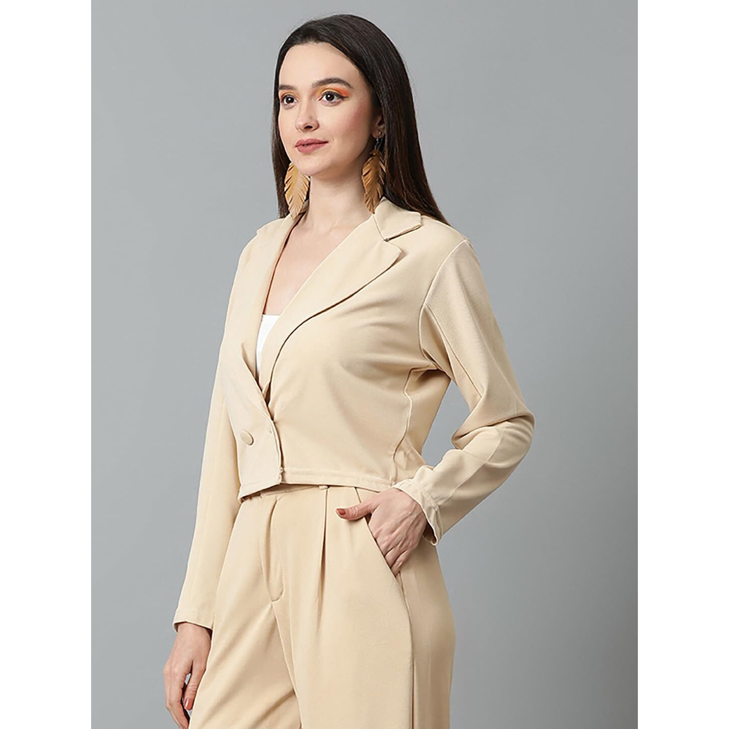 Kotty Women's Solid Single Breasted Casual Blazer