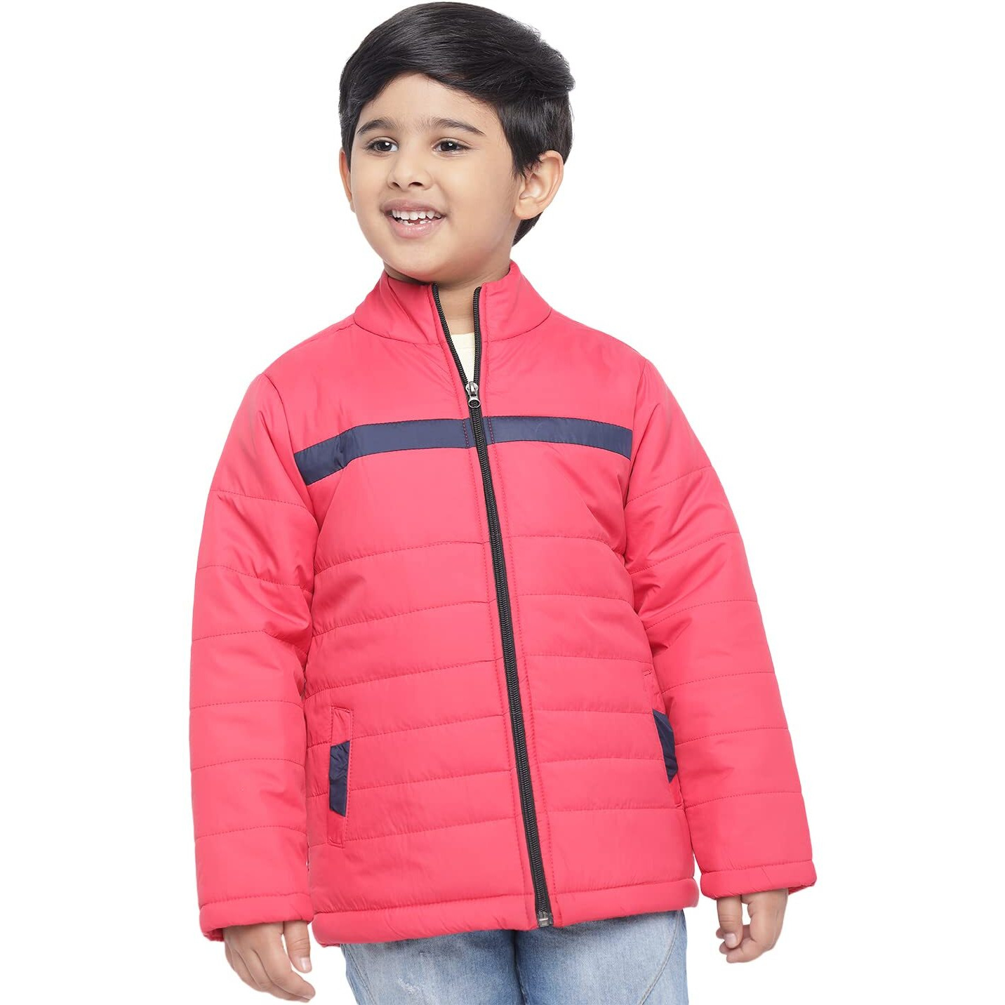 Kotty Boys Malticolor Full Sleeve Pufferjacket (Red&Navy Blue,4-5 Yrs)