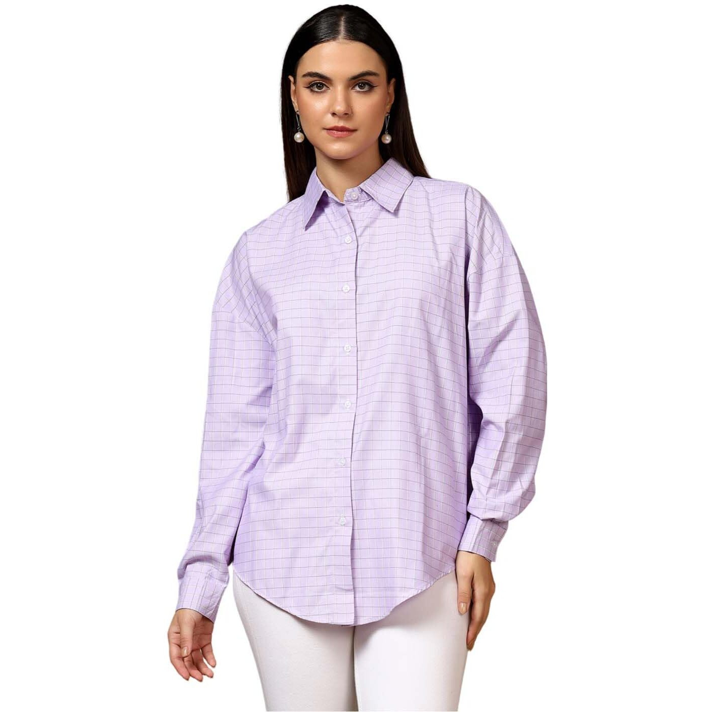 Kotty Women's Oversized Comfortable & Stylish Casual Shirt(Multicolor,M)
