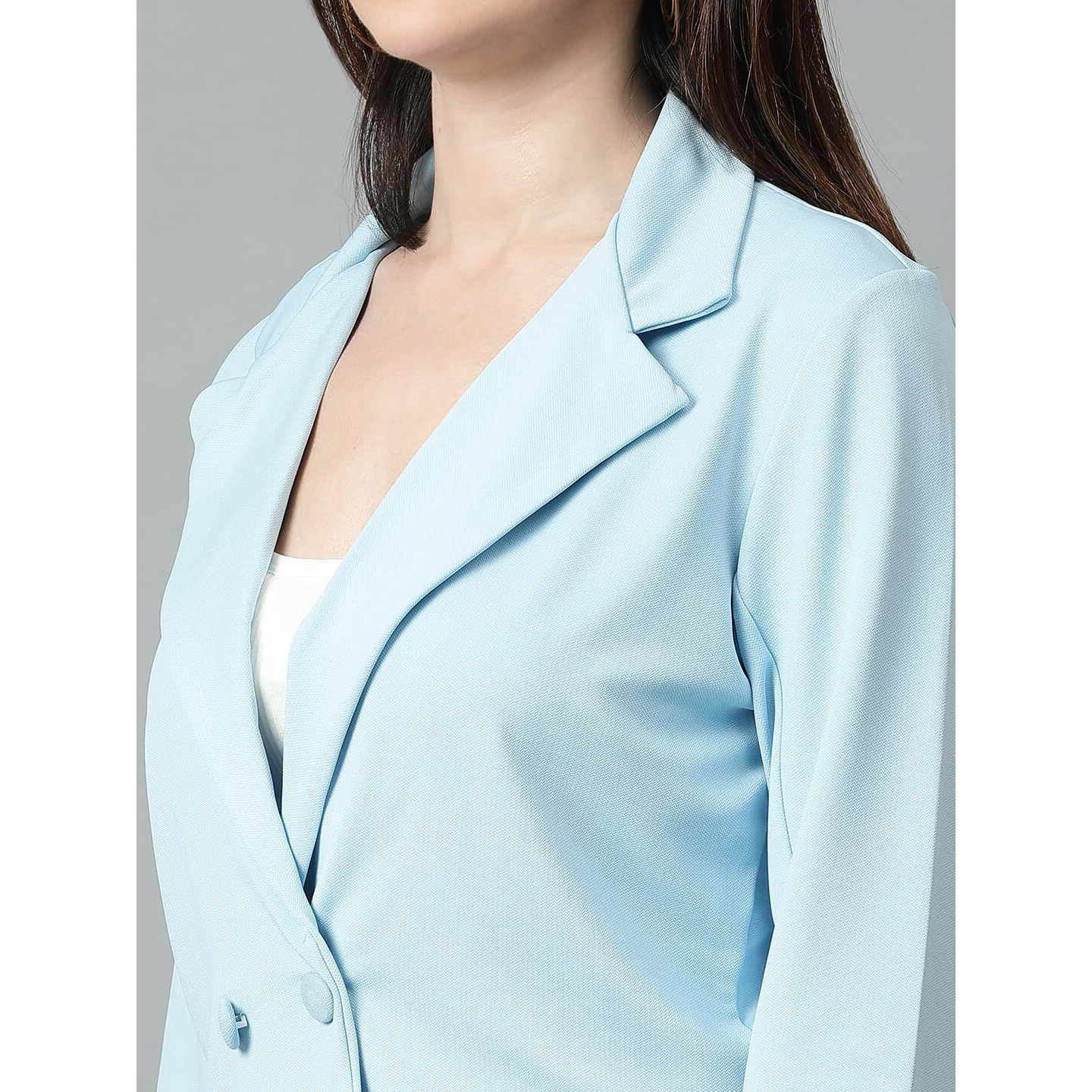 Kotty Women's Solid Single Breasted Casual Blazer Sky Blue