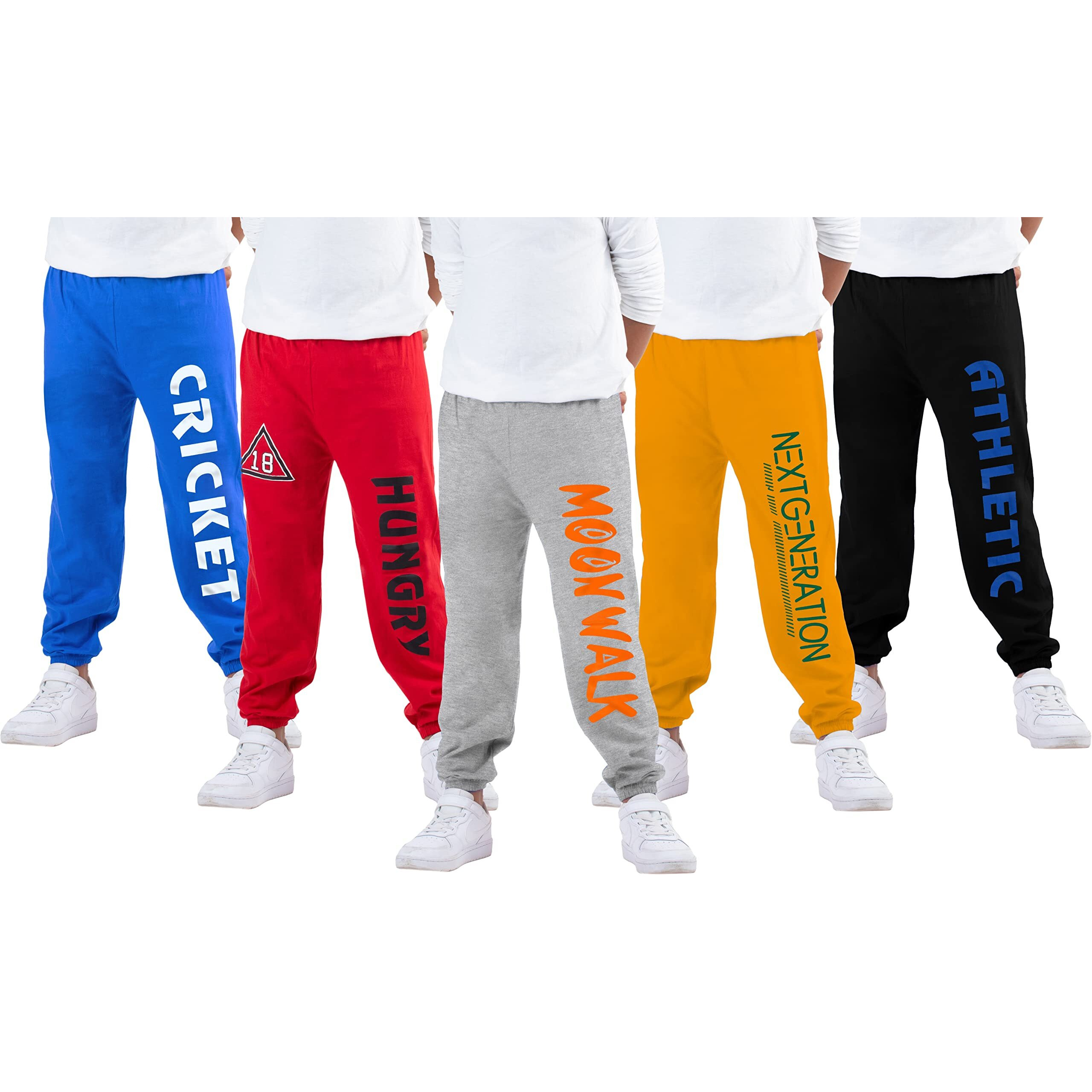 Kyda Kids 100% Cotton Kids Printed Track Pant For 9-10 Years Girls & Boys - Loose Fit Lower For Unisex, Multicolor - Pack Of 5