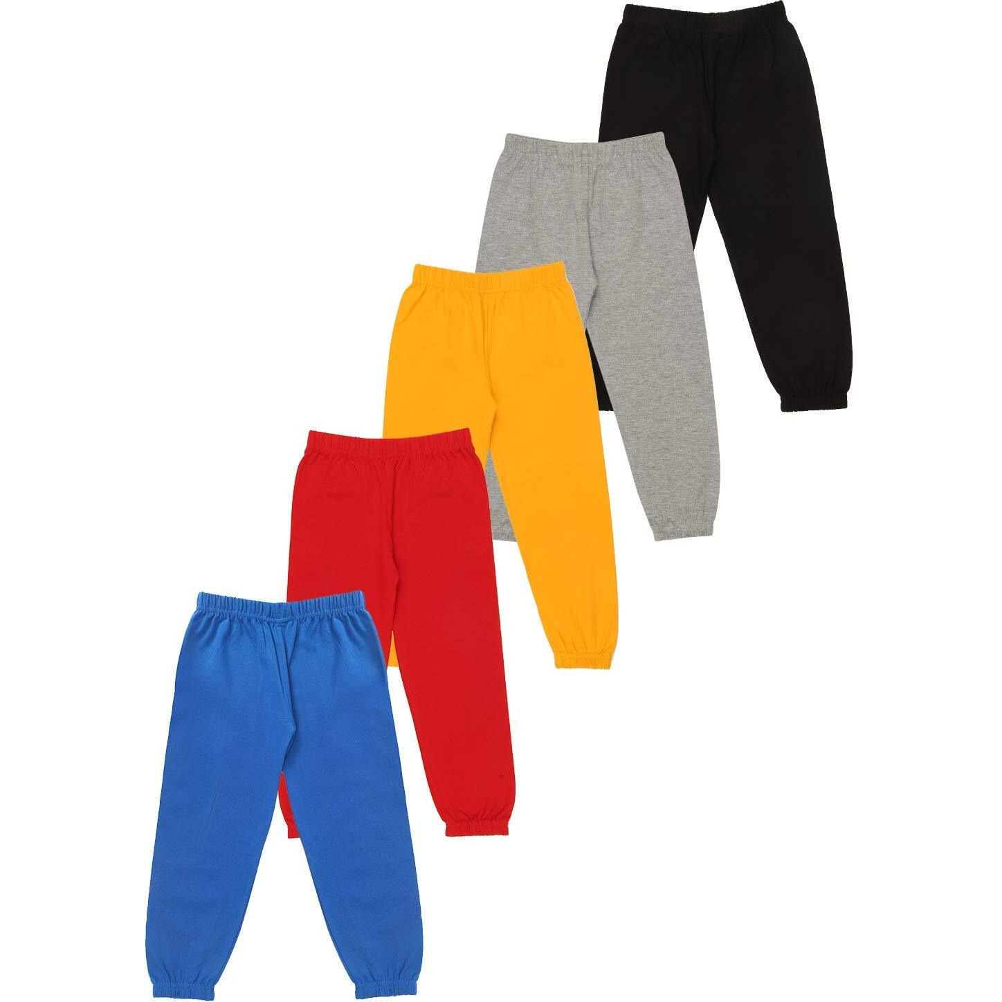 Kyda Kids 100% Cotton Kids Printed Track Pant For 9-10 Years Girls & Boys - Loose Fit Lower For Unisex, Multicolor - Pack Of 5