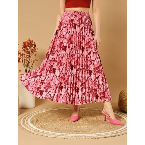 Kzully Crepe Western Women's Maxi Skirts Red