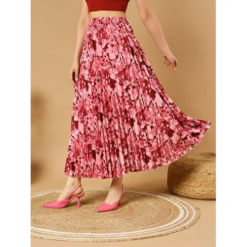 Kzully Crepe Western Women's Maxi Skirts Red
