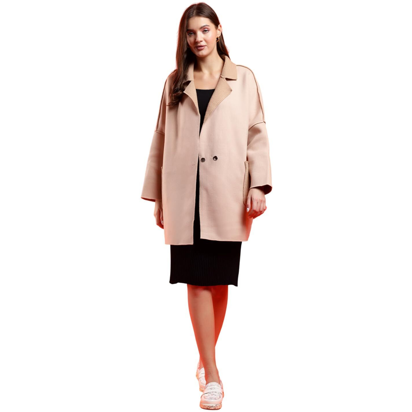Kotty Women's Elegant Double-Breasted And Buttoned Winter Coats  Warm And Stylish Outerwear(Beige,L)