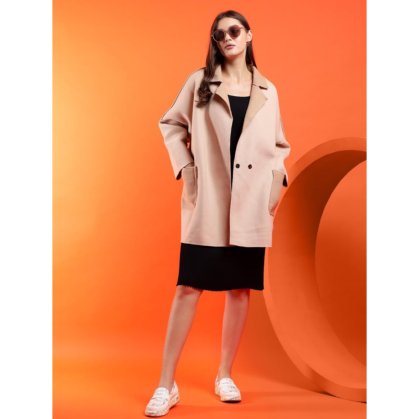 Kotty Women's Elegant Double-Breasted And Buttoned Winter Coats  Warm And Stylish Outerwear(Beige,L)