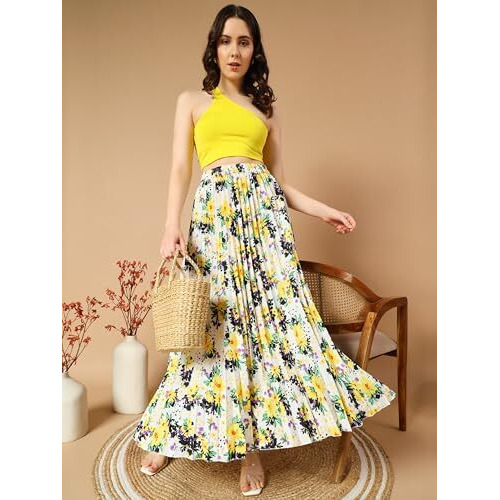 Kzully Crepe Western Skirt White