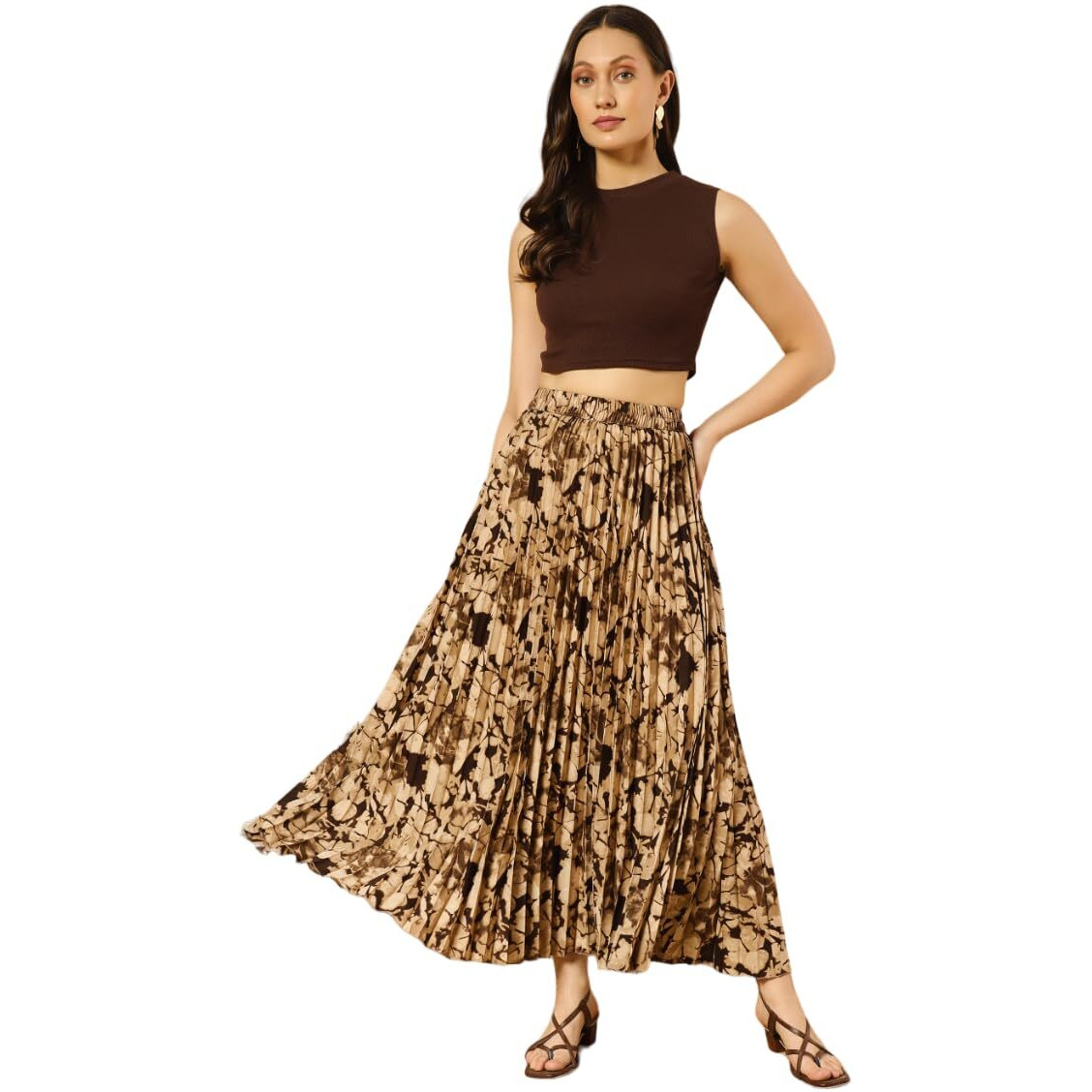 Kzully Crepe Western Women's Skirts Brown