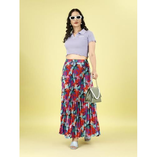Kzully Crepe Western Women's Skirts Multicolour