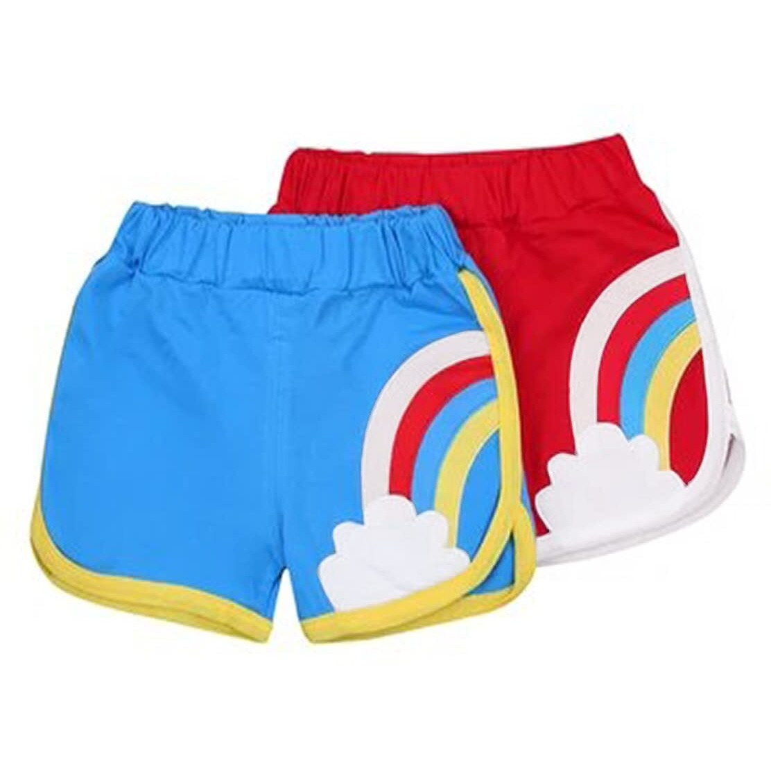 Kyda Kids Girls Cotton Plain Regular Fit Shorts - Multicolor (Pack Of 2)(Fff-Emb-C6-12-18M)