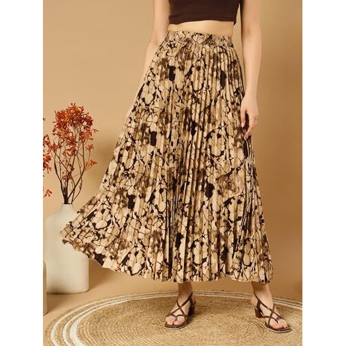 Kzully Crepe Western Women's Maxi Skirts Brown