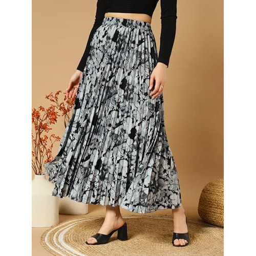 Kzully Crepe Western Women's Maxi Skirts Grey