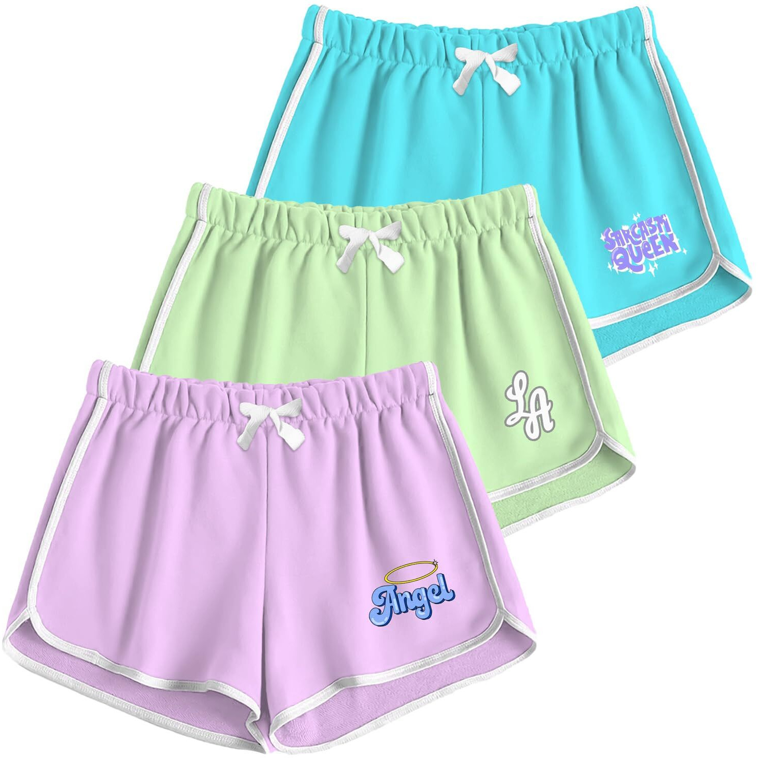 Kyda Kids Girls Cotton Printed Regular Fit Shorts For Summer - Multicolor (Pack Of 3)
