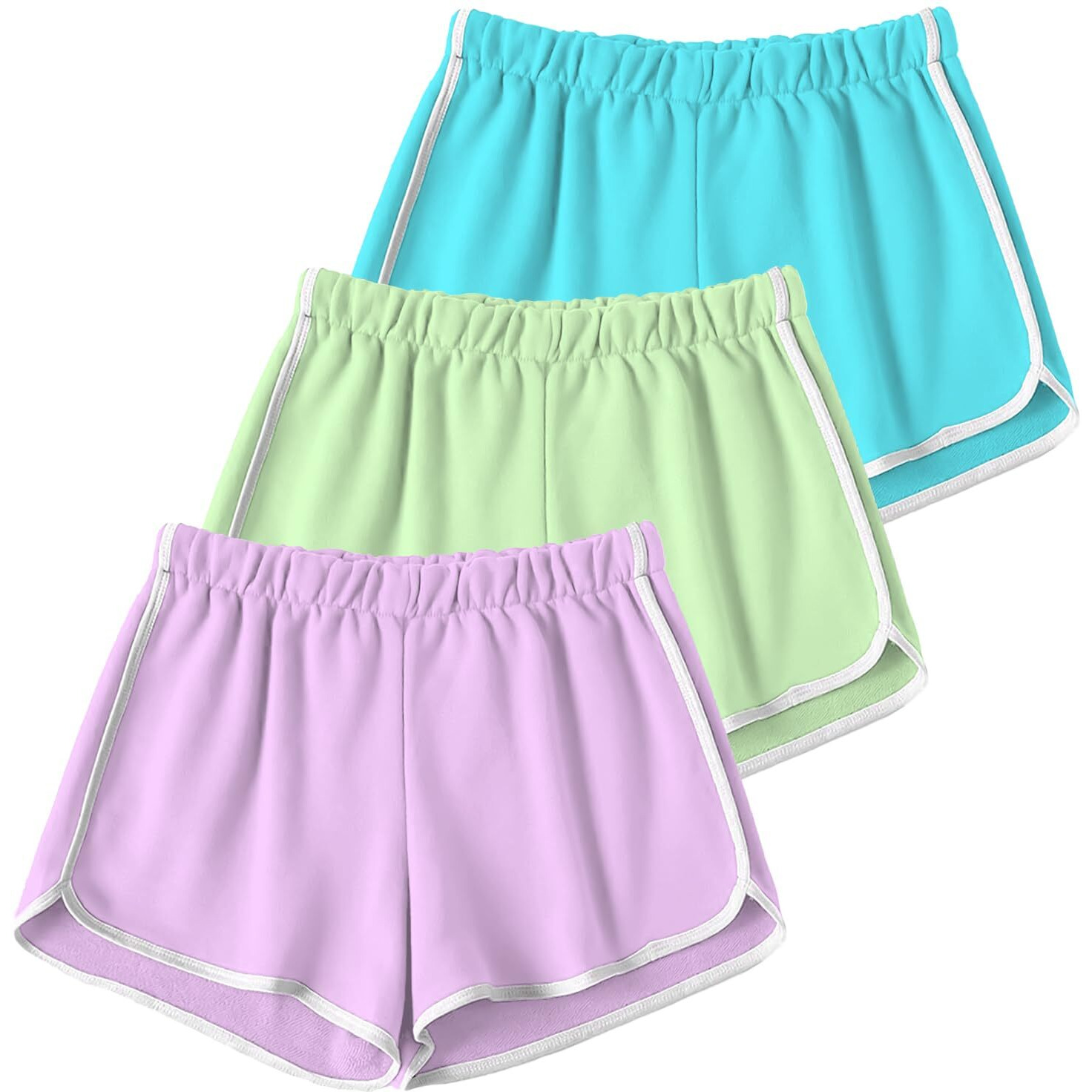 Kyda Kids Girls Cotton Printed Regular Fit Shorts For Summer - Multicolor (Pack Of 3)
