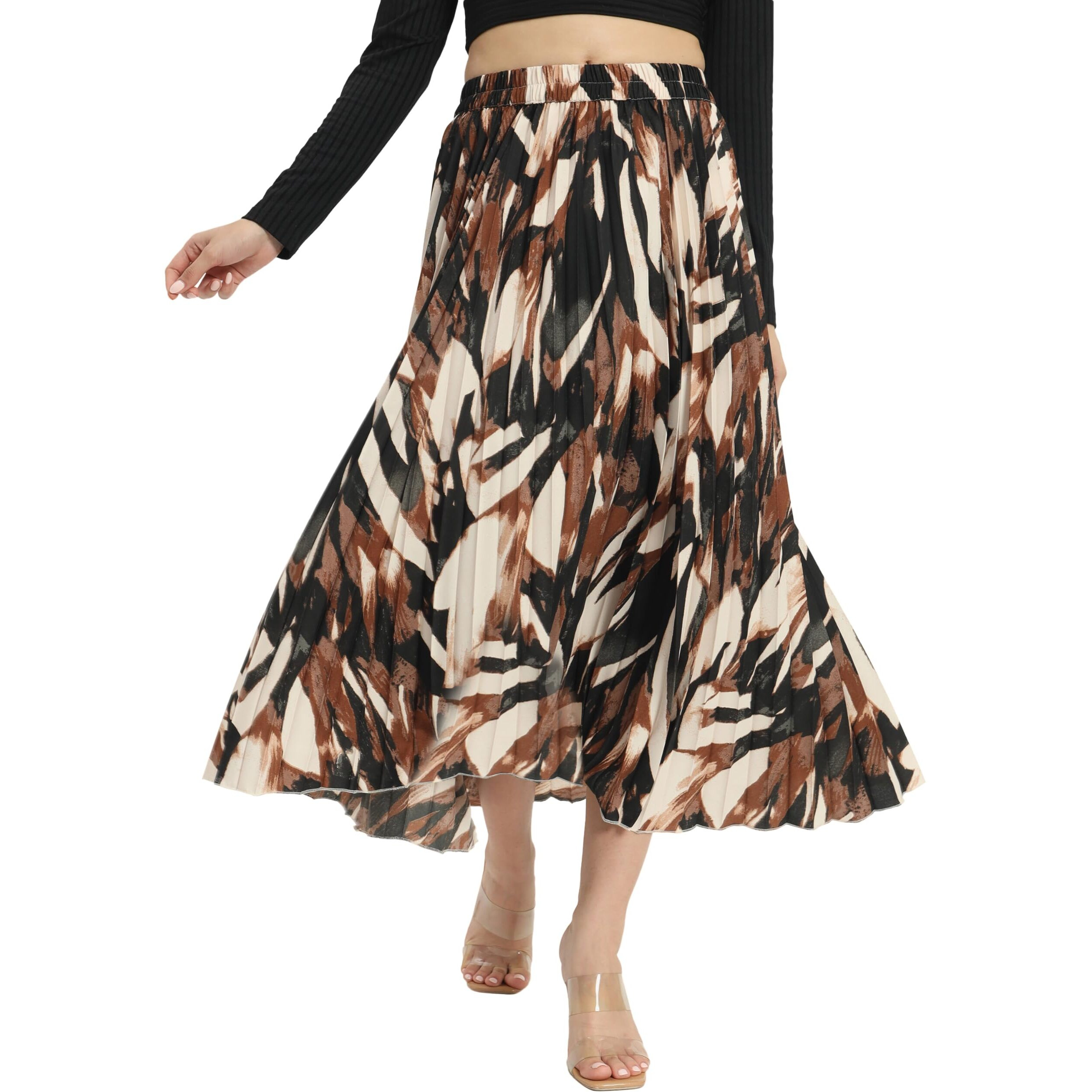 Kzully Crepe Western Women's Skirts Olive