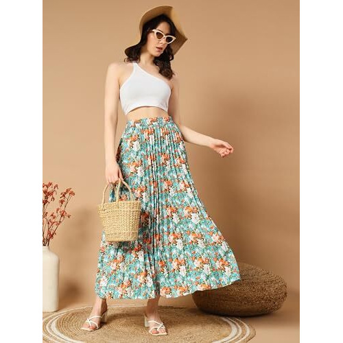 Kzully Crepe Western Skirt Blue