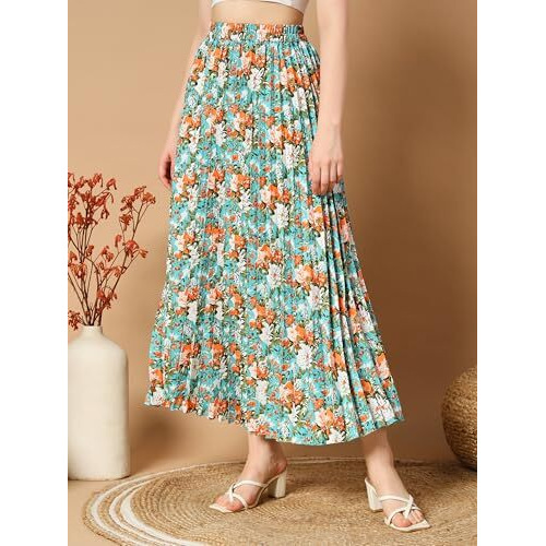 Kzully Crepe Western Skirt Blue
