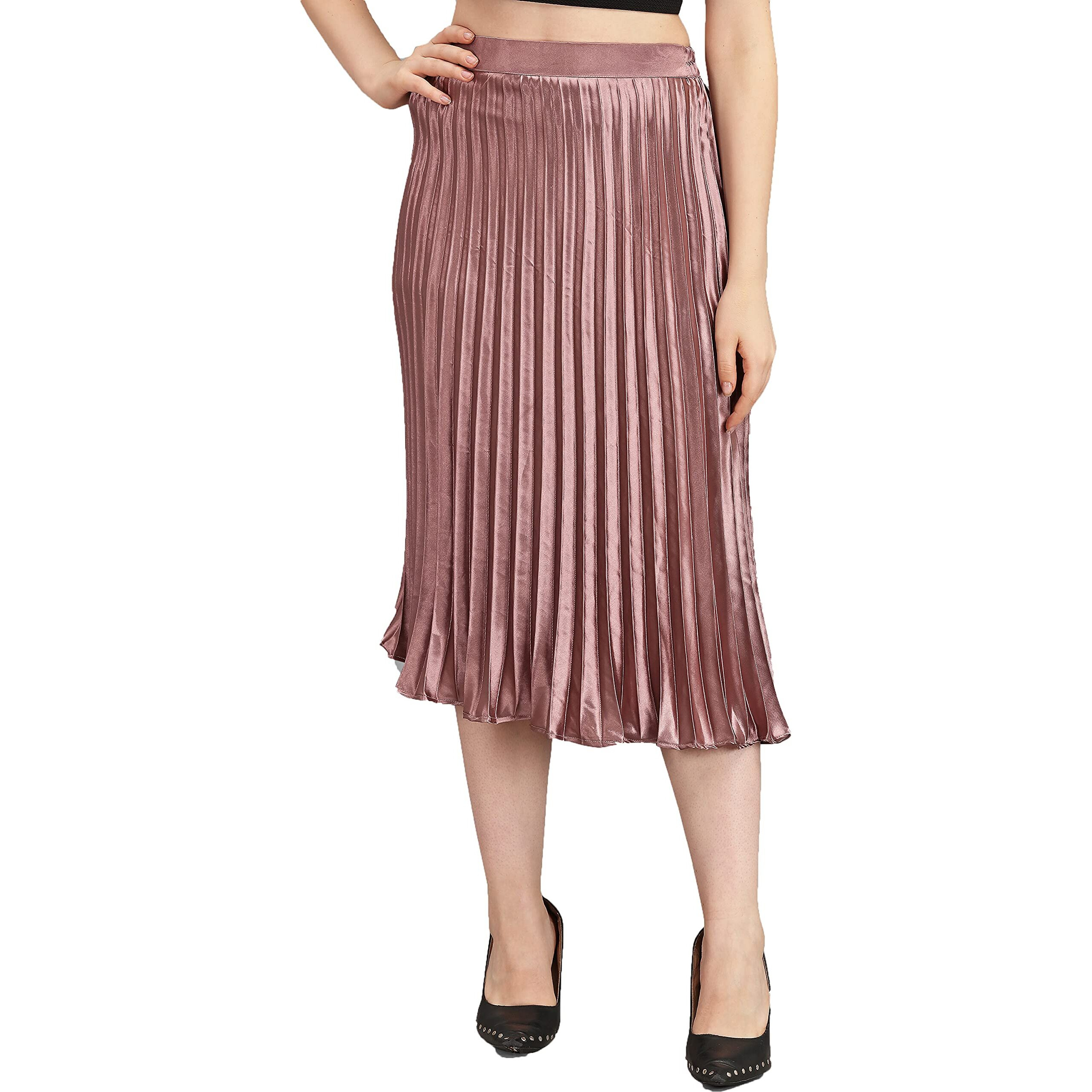Kzully | Elegant Ensemble Satin Midi Skirts For Women & Girls Burgundy