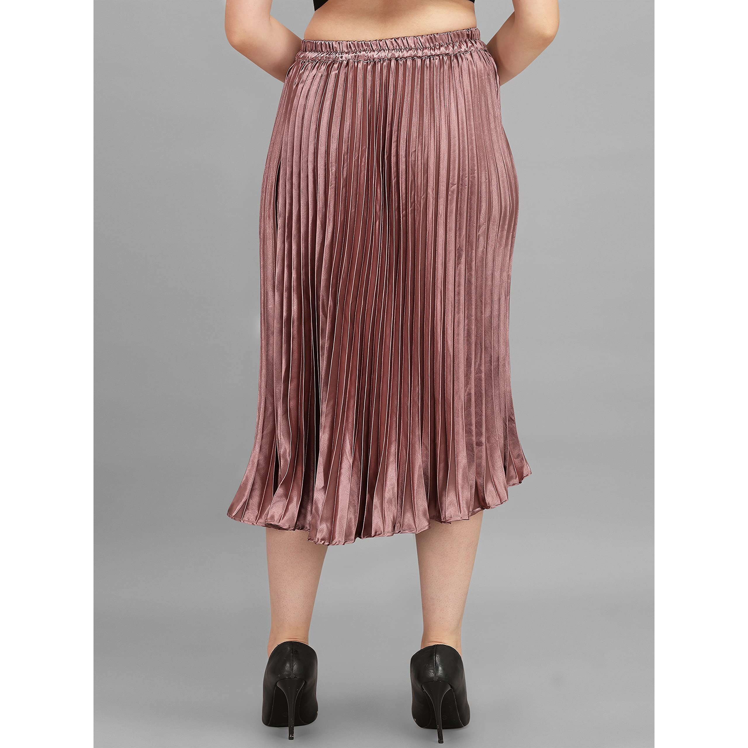Kzully | Elegant Ensemble Satin Midi Skirts For Women & Girls Burgundy