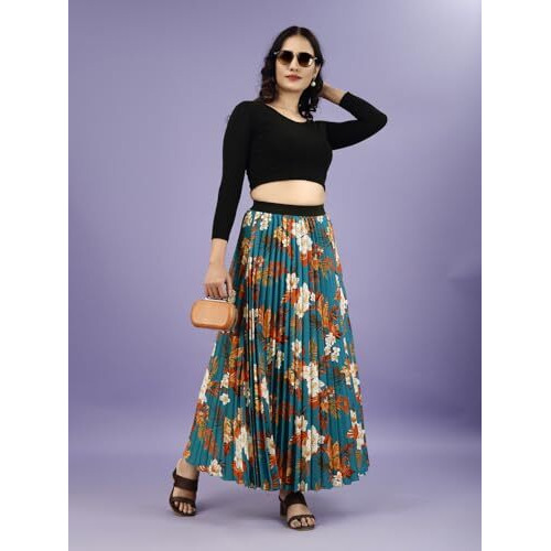 Kzully Crepe Western Women's Skirts Orange