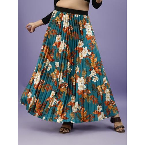 Kzully Crepe Western Women's Skirts Orange