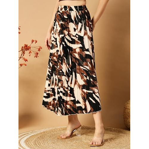 Kzully Crepe Western Skirt Dark Green