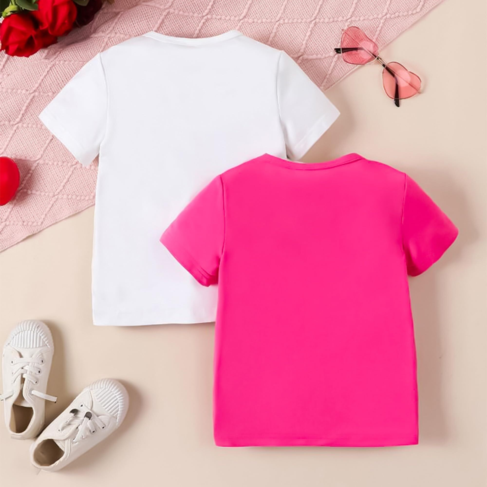 Kyda Kids Girls 100% Pure Cotton Half Sleeve Printed T-Shirt (Pack Of 2)