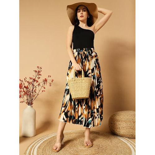 Kzully Crepe Western Skirt Yellow