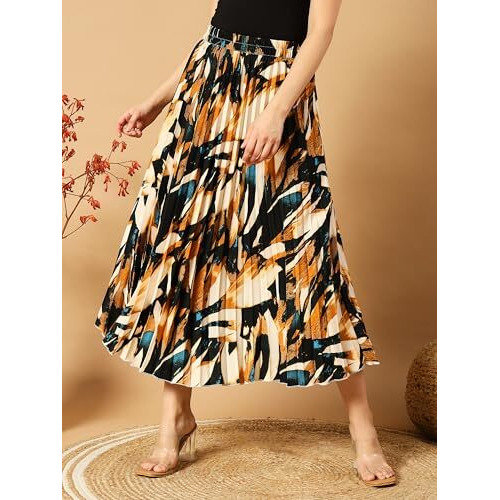 Kzully Crepe Western Skirt Yellow