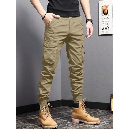 Leriya Fashion Men's Cargo Pants With Pockets | Cotton Joggers For Men | 6 Pocket Jeans Pant | Casual Trousers For Men (Lf-Tp-1174-M-Khakhi)