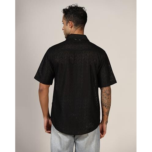 Leriya Fashion Men's Solid Regular Fit Shirt (Lf-Ms-6166_Black