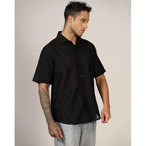 Leriya Fashion Men's Solid Regular Fit Shirt (Lf-Ms-6166_Black