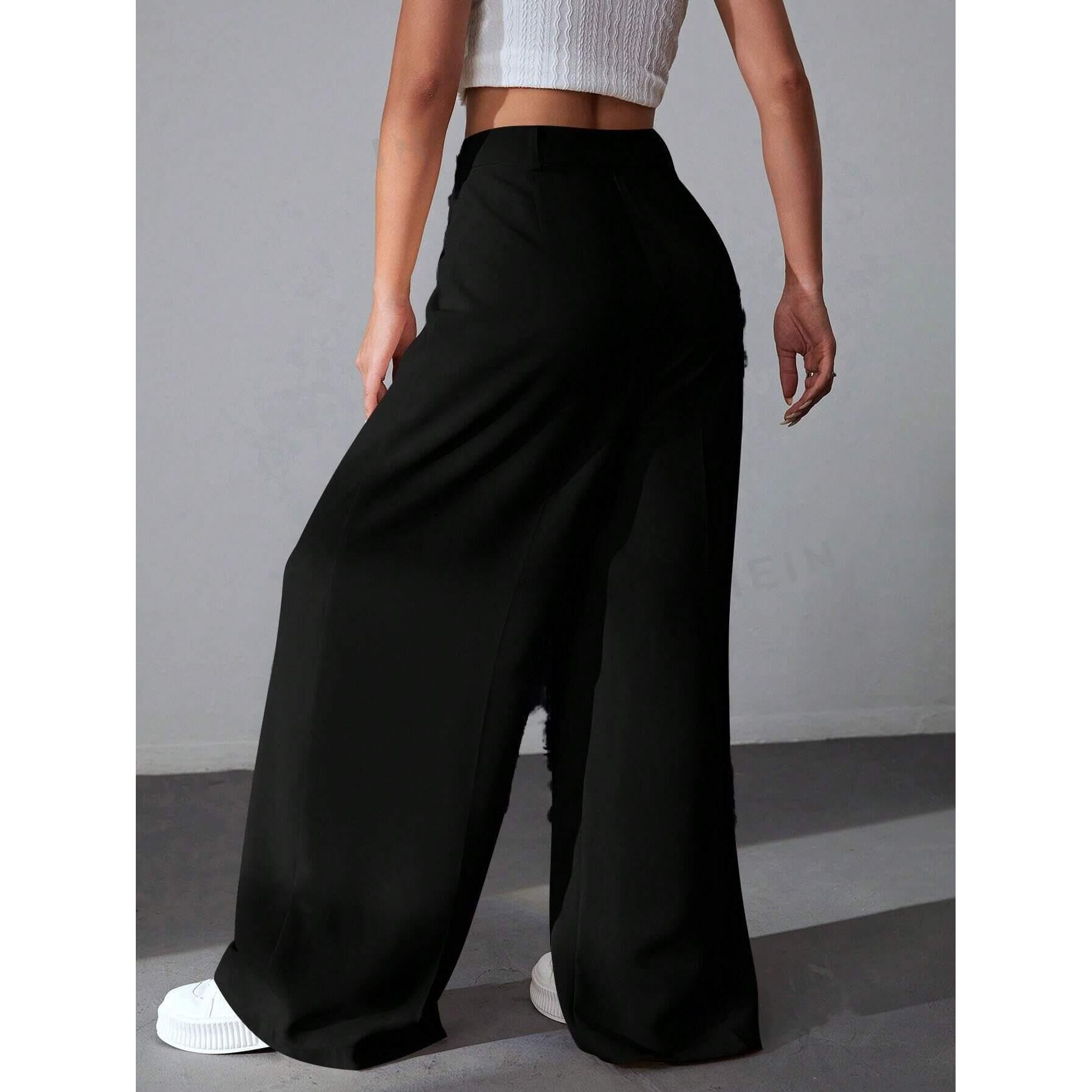 Leriya Fashion Women Regular High Rise Trouser Black S