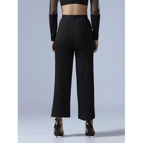 Leriya Fashion Women High Rise Wide Leg Trouser Pant (Lf-W.Trouser-Tr1202_Black, 30