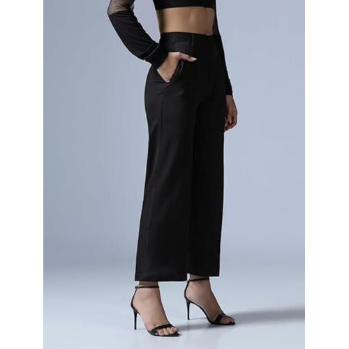 Leriya Fashion Women High Rise Wide Leg Trouser Pant (Lf-W.Trouser-Tr1202_Black, 30