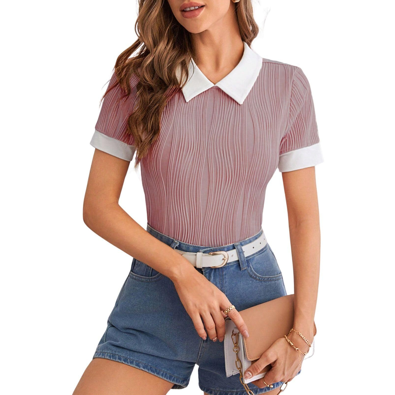 Leriya Fashion Regular Fit Tops For Jeans For Women | Korean Trendy Casual Top | Stylish Collared T-Shirt For Women | Oversized T-Shirt For Woman