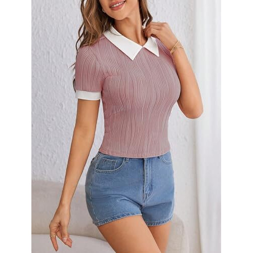 Leriya Fashion Regular Fit Tops For Jeans For Women | Korean Trendy Casual Top | Stylish Collared T-Shirt For Women | Oversized T-Shirt For Woman