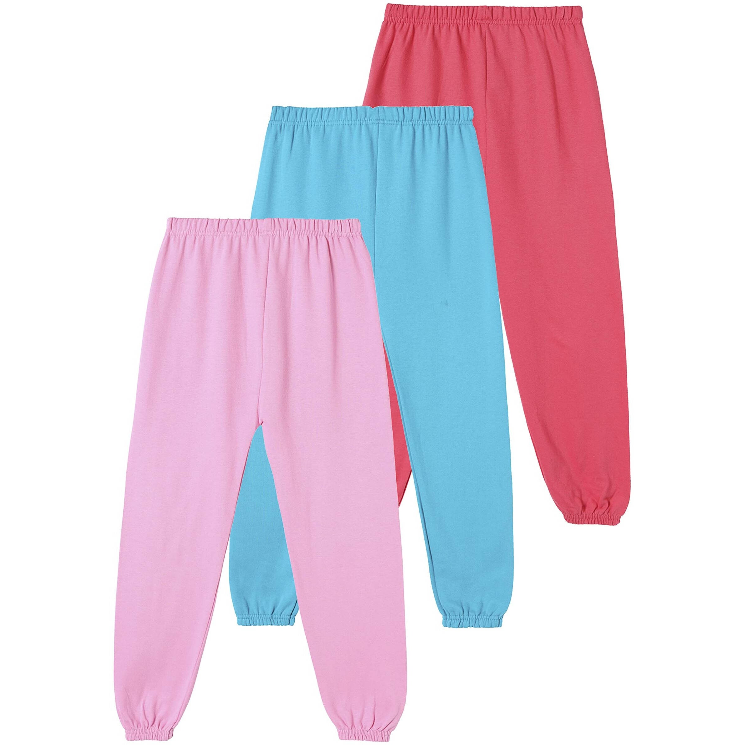 Kyda Kids Girls Cotton Printed Cuffed Angle Track Pant - (Pack Of 3)(K-Cool Bear-C2-7-8Y,Multicolor)