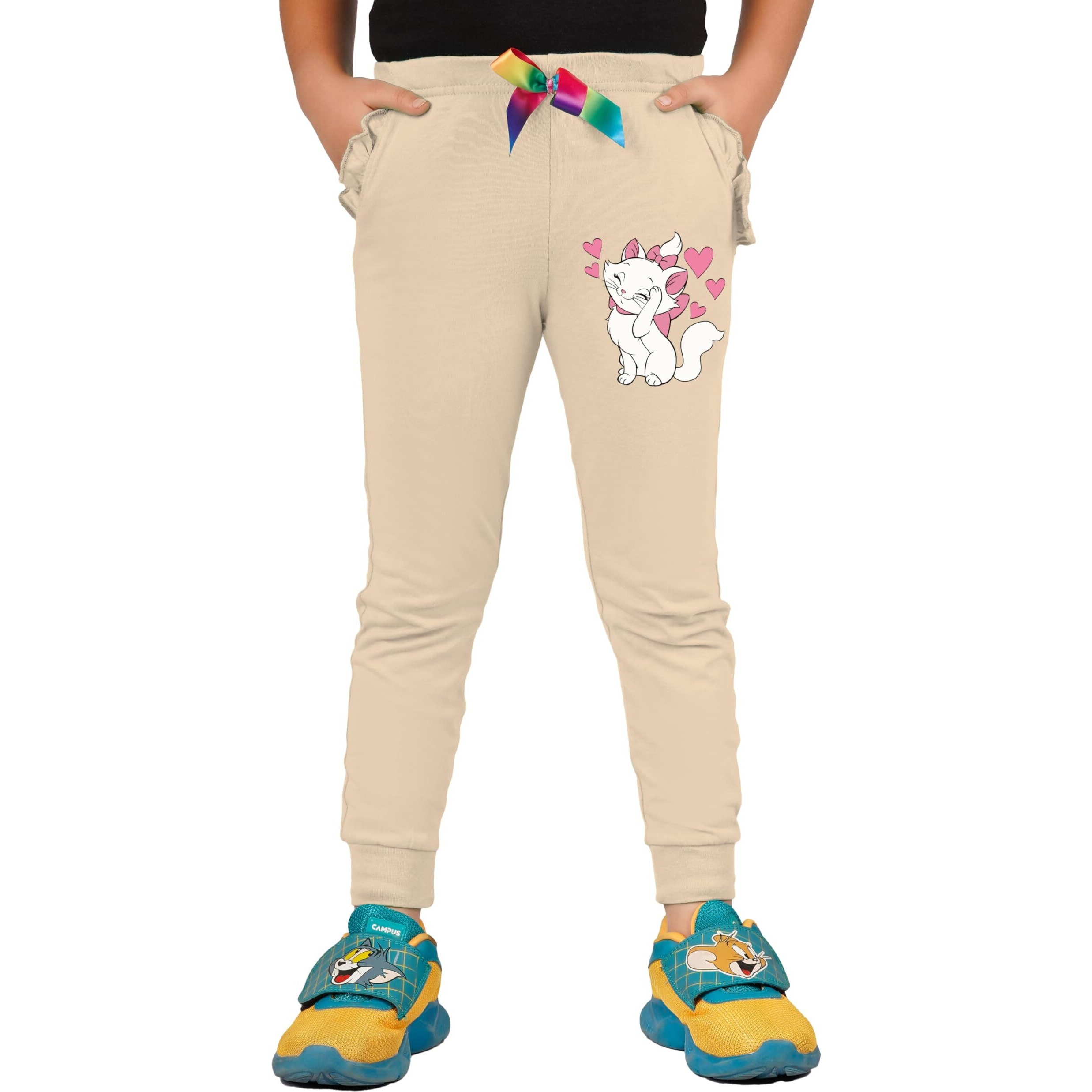 Kyda Kids Cotton Printed Regular Fit Track Pants For Girls (Pack Of 2)