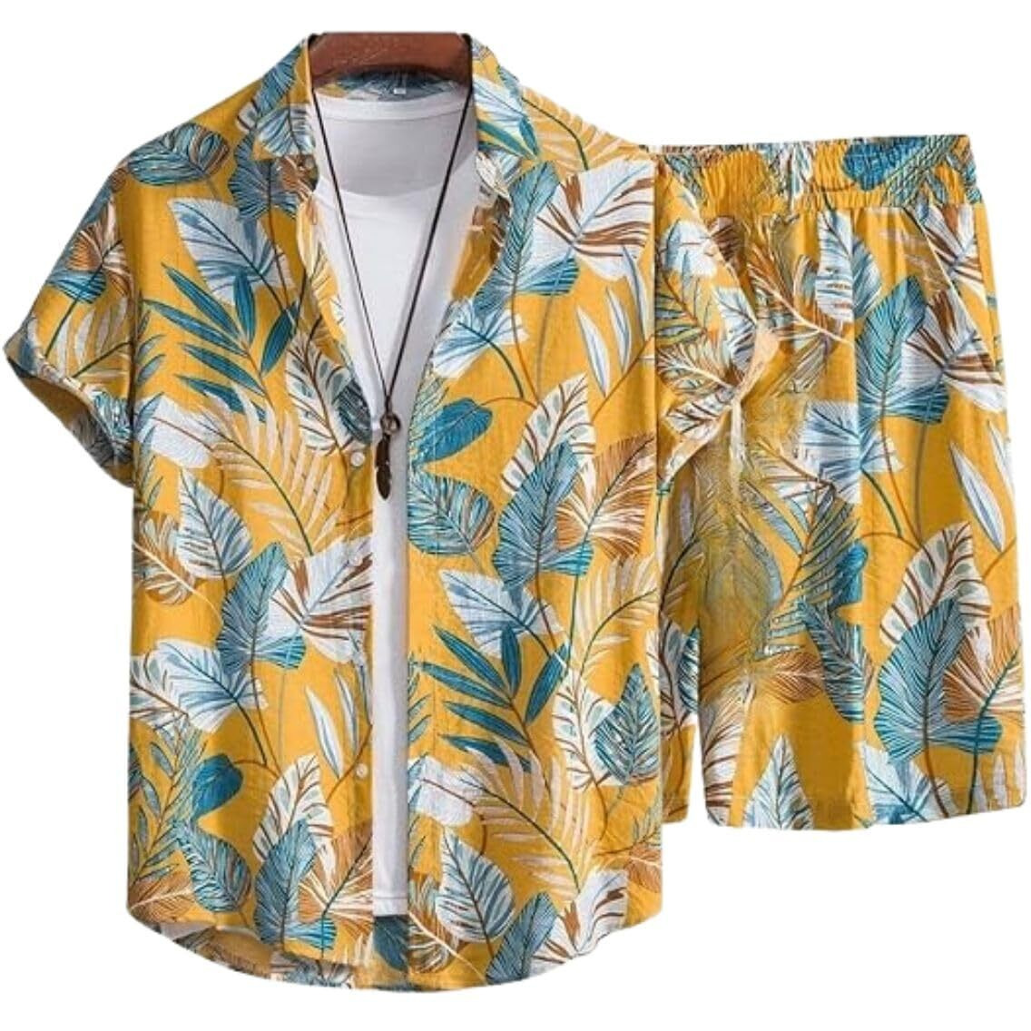 Leriya Fashion Mens Rayon Printed Co-Ord Set, Multicolour, Xl