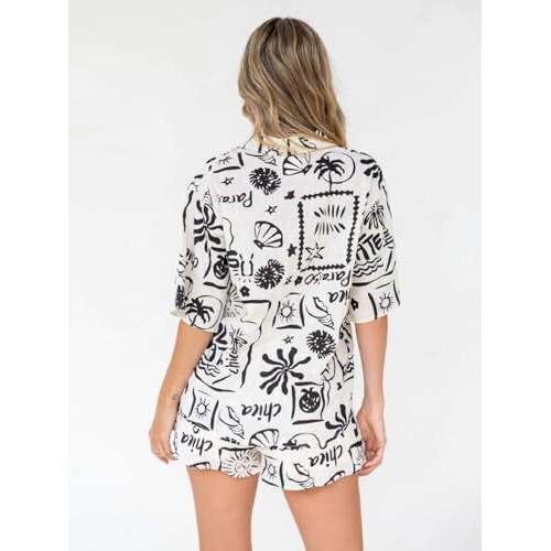 Leriya Fashion Women Rayon Printed Beach Outfits | Co Ord Set Stylish | Pajama Set | Shorts Co Ord Set (Lf-W2247&Sh289-S-White)
