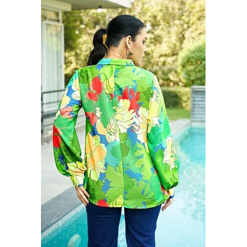 Leriya Fashion Women's Paisley Regular Fit Top (Lf-W1970_Green-01 L)