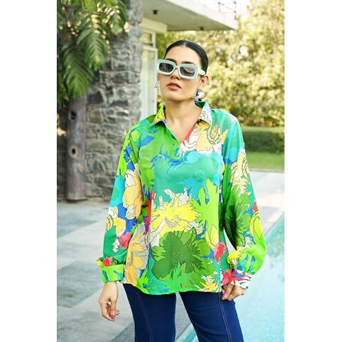 Leriya Fashion Women's Paisley Regular Fit Top (Lf-W1970_Green-01 L)