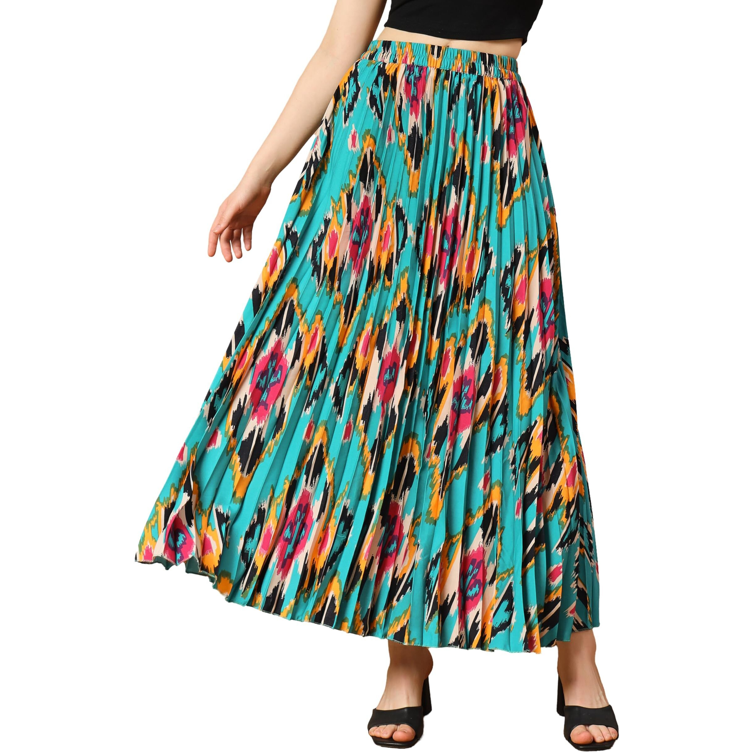 Kzully Crepe Western Skirt Green